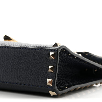 Valentino Garavani Pebbled Calfskin Medium Rockstud Flip Lock Crossbody Bag Navy 8 of 8