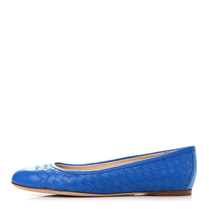 Bottega Veneta Nappa Intrecciato Flats 39.5 Blue Royal 1 of 7