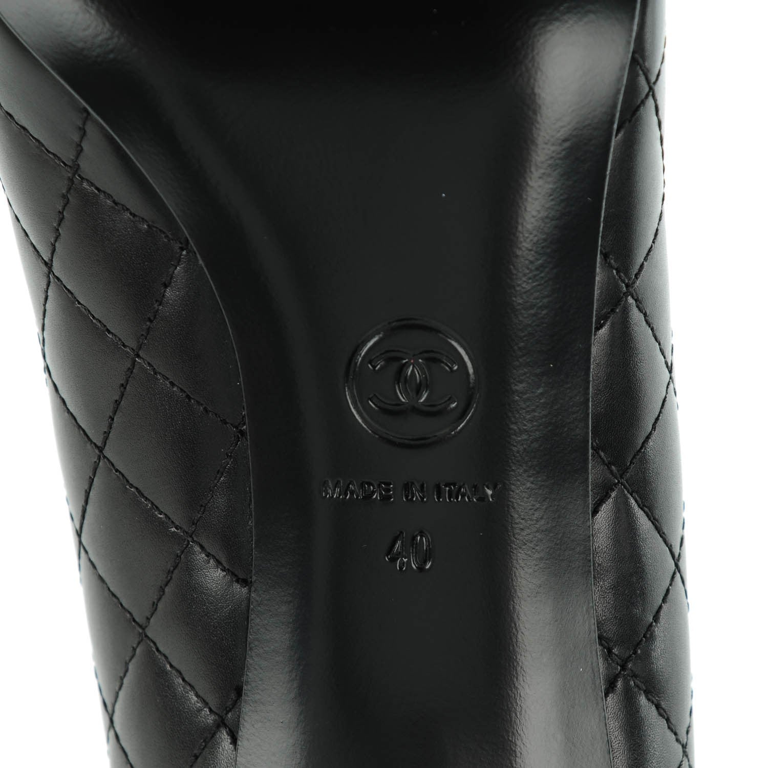 Chanel Lambskin Quilted Cap Toe Camellia Pumps 40 Black 8 of 8