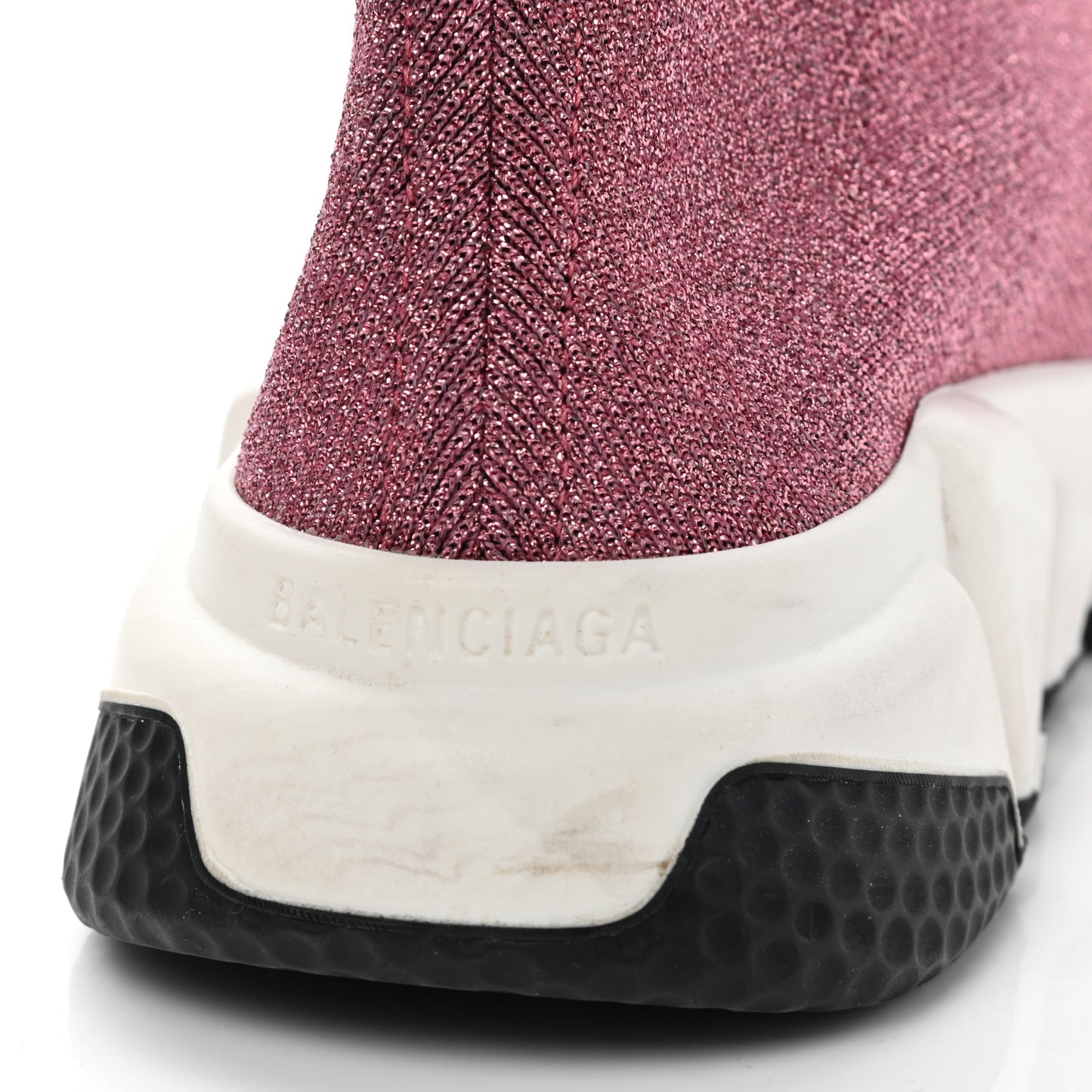 Laminated Knit Bi-Color Sole Womens Speed Sneakers 37 Pink White Black