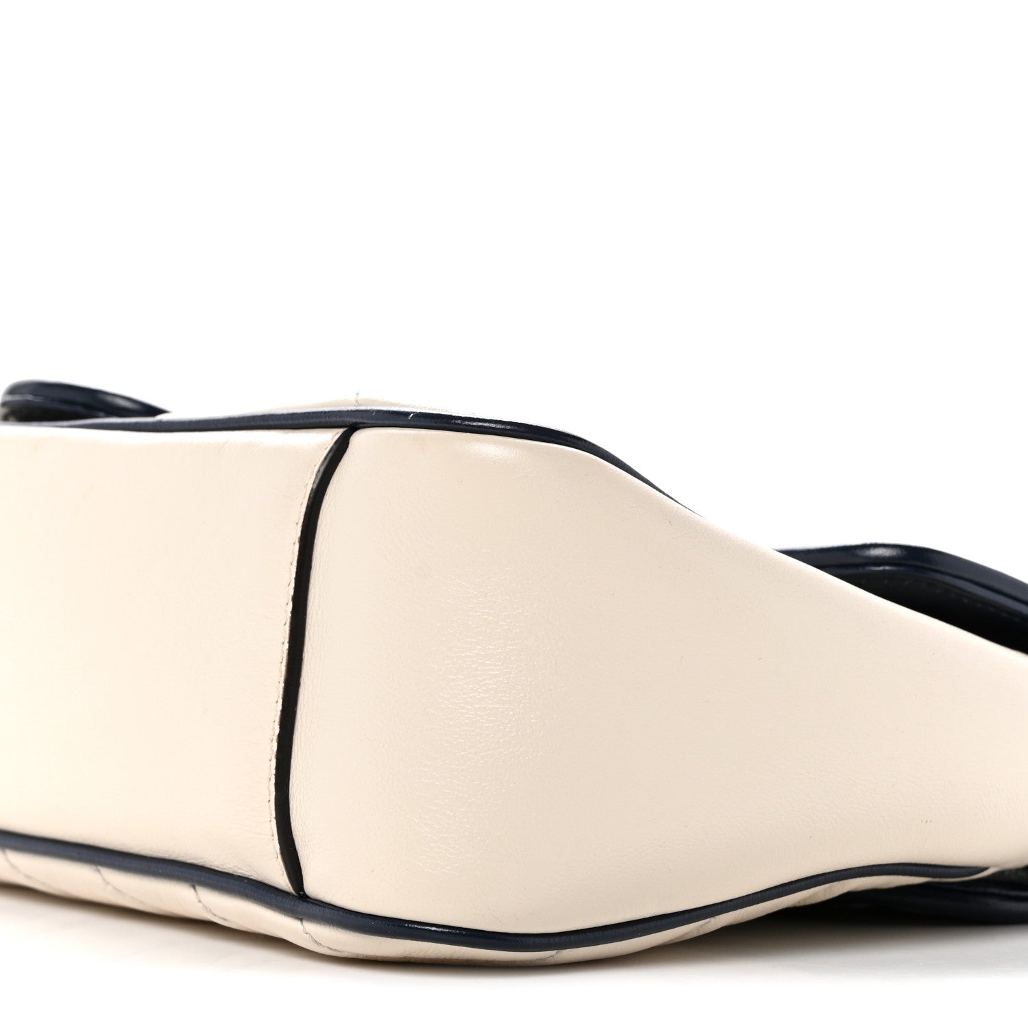 Gucci Vintage Effect Calfskin Matelasse Diagonal Small Torchon GG Marmont Shoulder Bag Mystic White Blue Agata 10 of 14