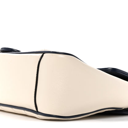 Gucci Vintage Effect Calfskin Matelasse Diagonal Small Torchon GG Marmont Shoulder Bag Mystic White Blue Agata 10 of 14