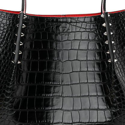 Christian Louboutin Crocodile Embossed Calfskin Spiked Small Cabarock Shopper Tote Black 7 of 9