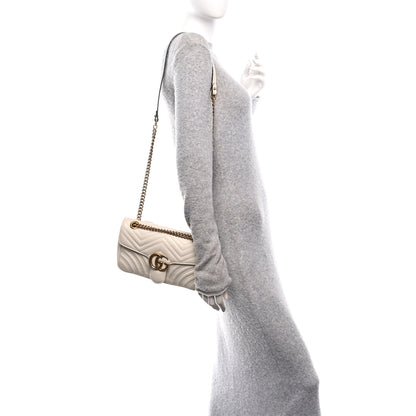 Gucci Calfskin Matelasse Small GG Marmont Shoulder Bag White 2 of 12