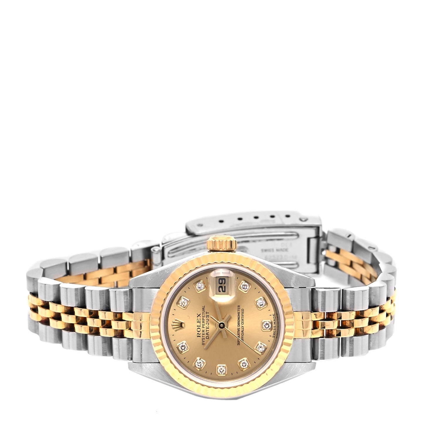 Stainless Steel 18K Yellow Gold Diamond 26mm Oyster Perpetual Datejust Watch Champagne 79173