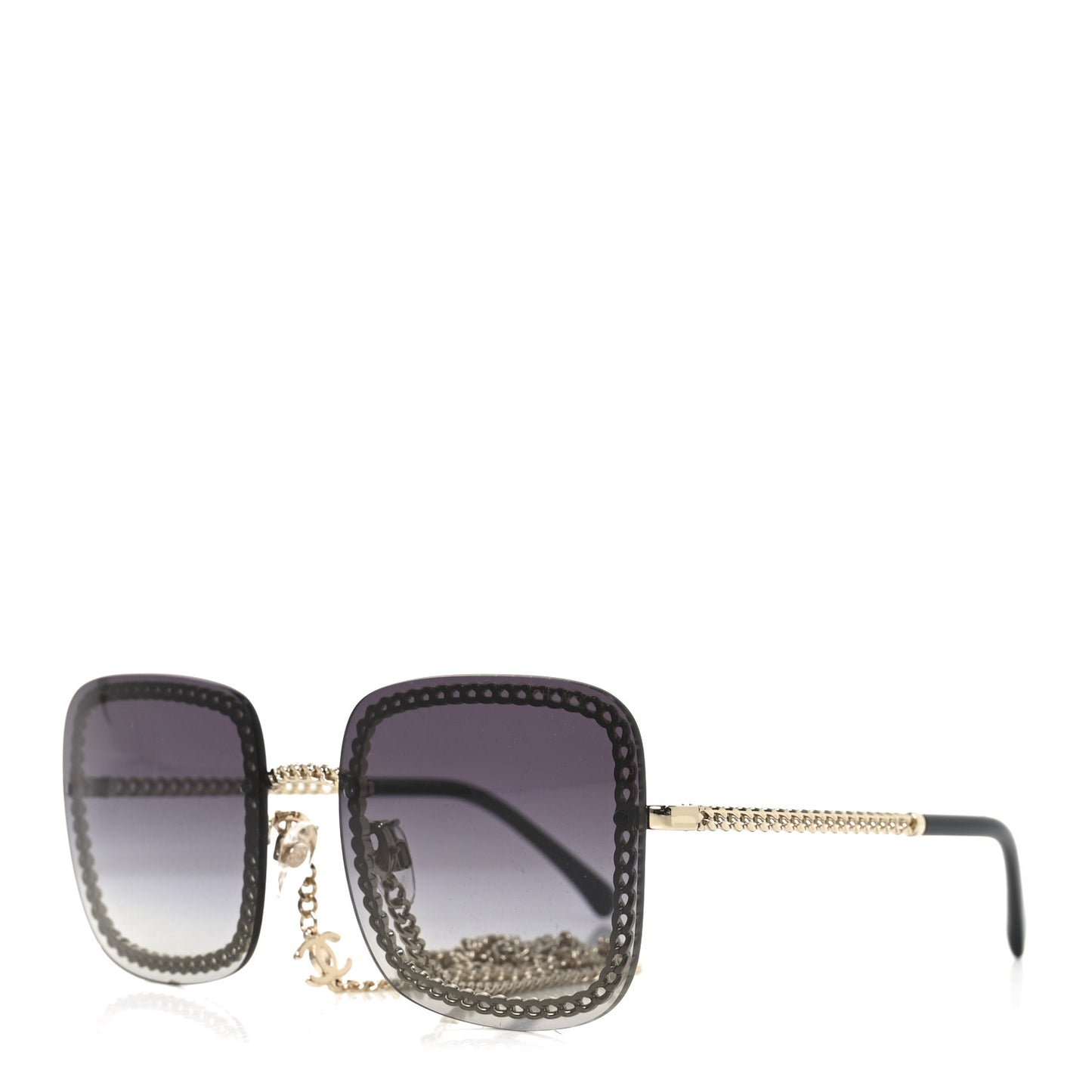 Metal Removable Chain Square Sunglasses 4244 Black