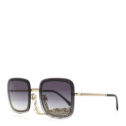 Chanel Metal Removable Chain Square Sunglasses 4244 Black 1 of 7