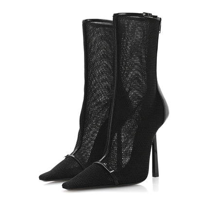 Saint Laurent Elba Applique Tulle Aston 115 Boots 39 Black 4 of 8