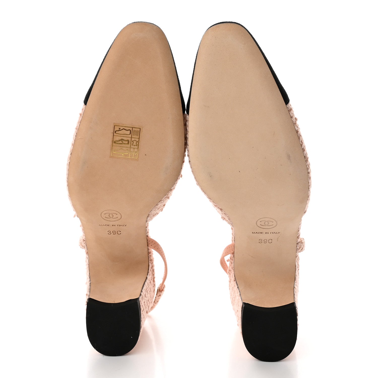 Chanel Tweed Cap Toe CC Slingback Pumps 39 Pink Black 5 of 10