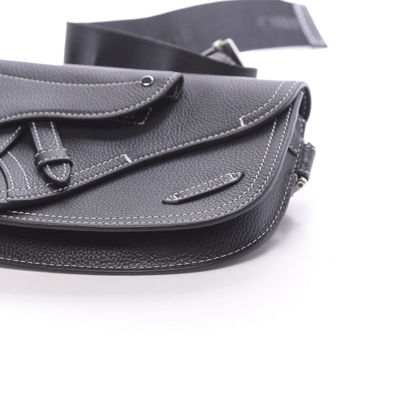X KAWS Grained Calfskin Saddle Pouch Black