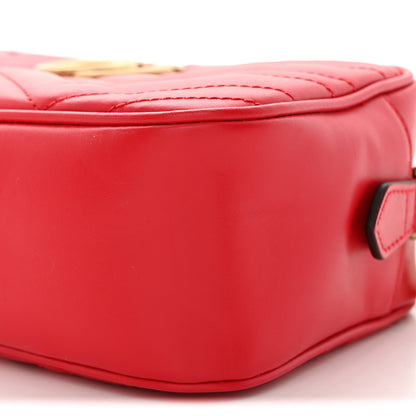 Gucci Calfskin Matelasse Small GG Marmont Chain Shoulder Bag Hibiscus Red 10 of 10