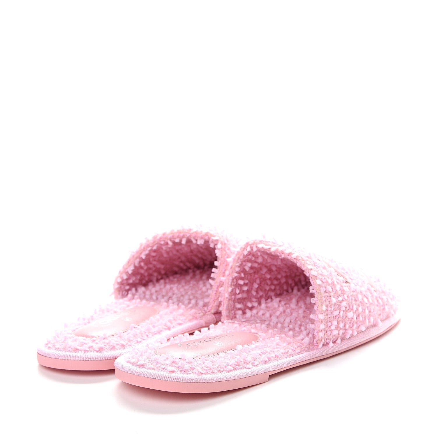 Chanel Tweed CC Flat Mules S Pink 4 of 8
