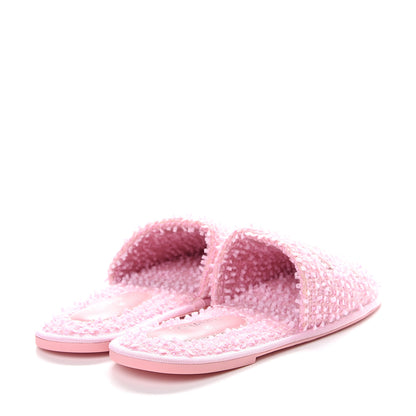 Chanel Tweed CC Flat Mules S Pink 4 of 8