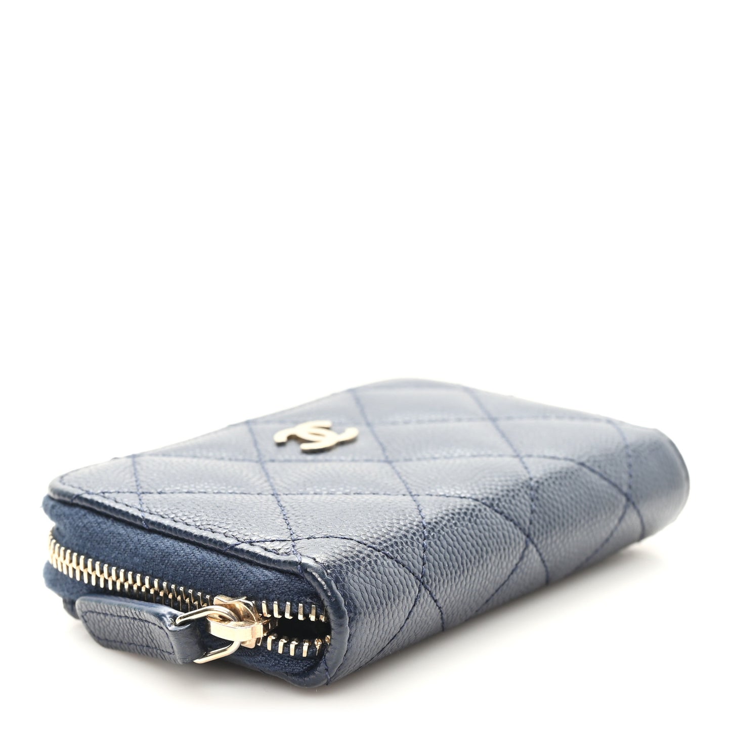 Caviar Quilted Zip Coin Purse Blue