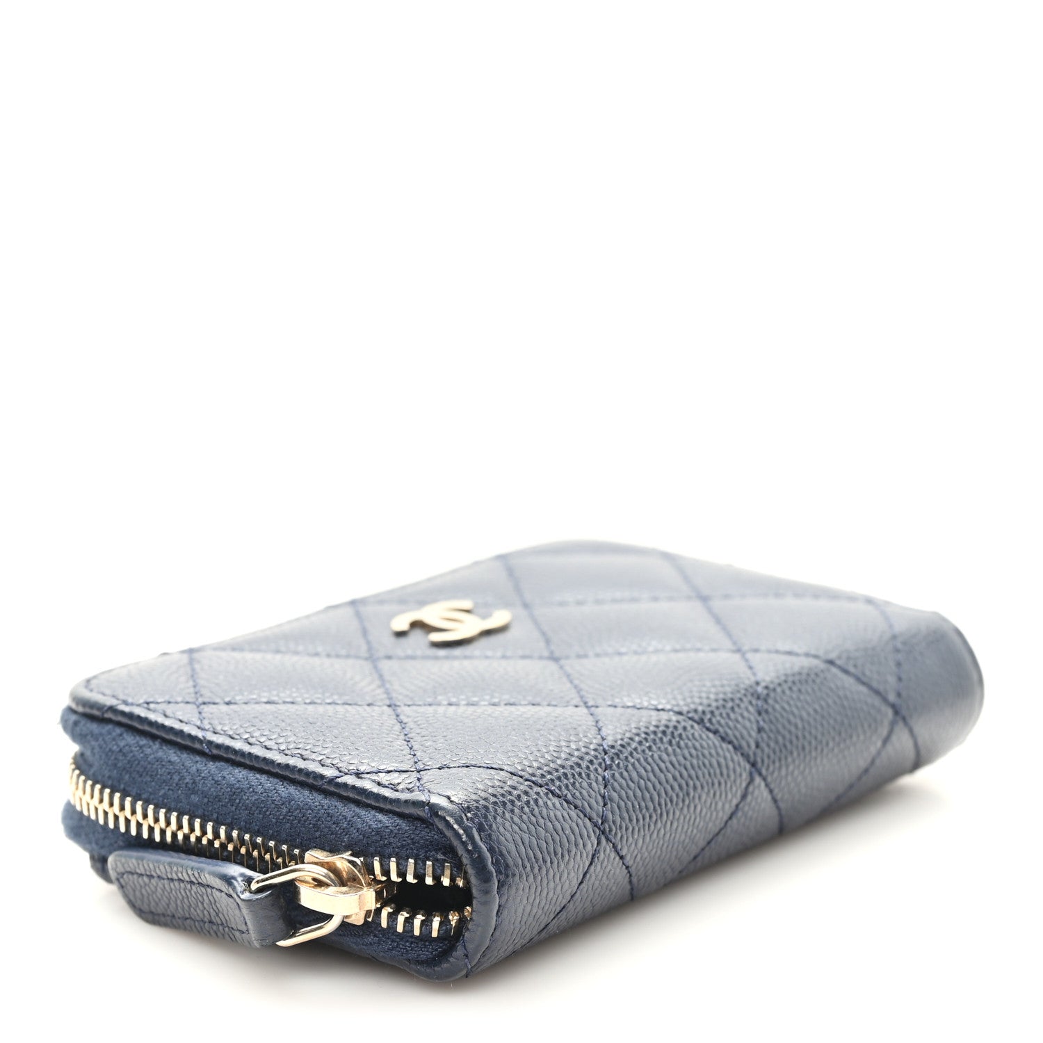 Chanel Caviar Quilted Zip Coin Purse Blue 4 of 7