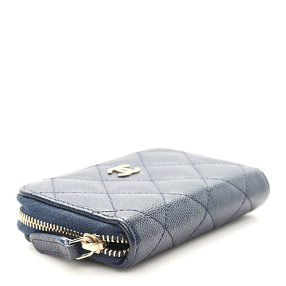 Chanel Caviar Quilted Zip Coin Purse Blue 4 of 7