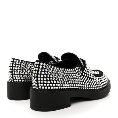 Prada Satin Crystal Metal Triangle Logo 50mm Loafers 35 Cristal 4 of 12