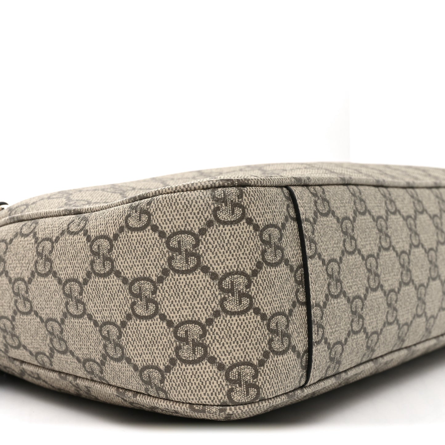 GG Supreme Monogram Emblem Medium Shoulder Bag Beige Ebony Black
