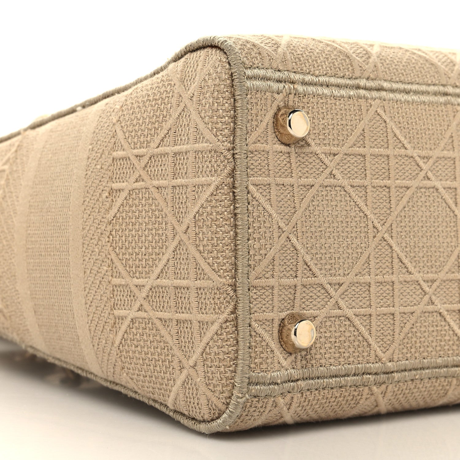 Christian Dior Canvas Embroidered Medium Lady D-Lite Beige 8 of 10