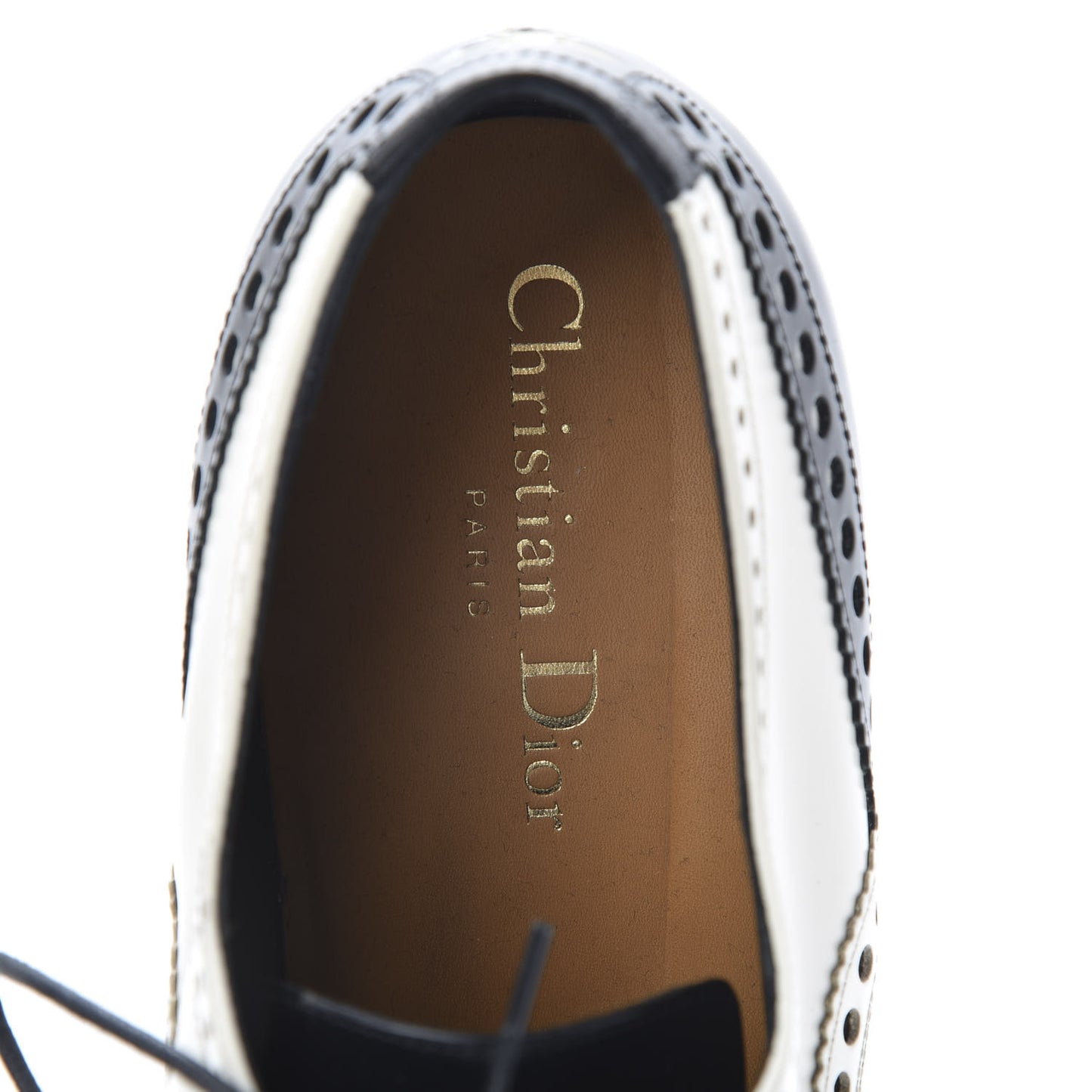 Calfskin Diorunit Oxford Flats 40.5 Black White