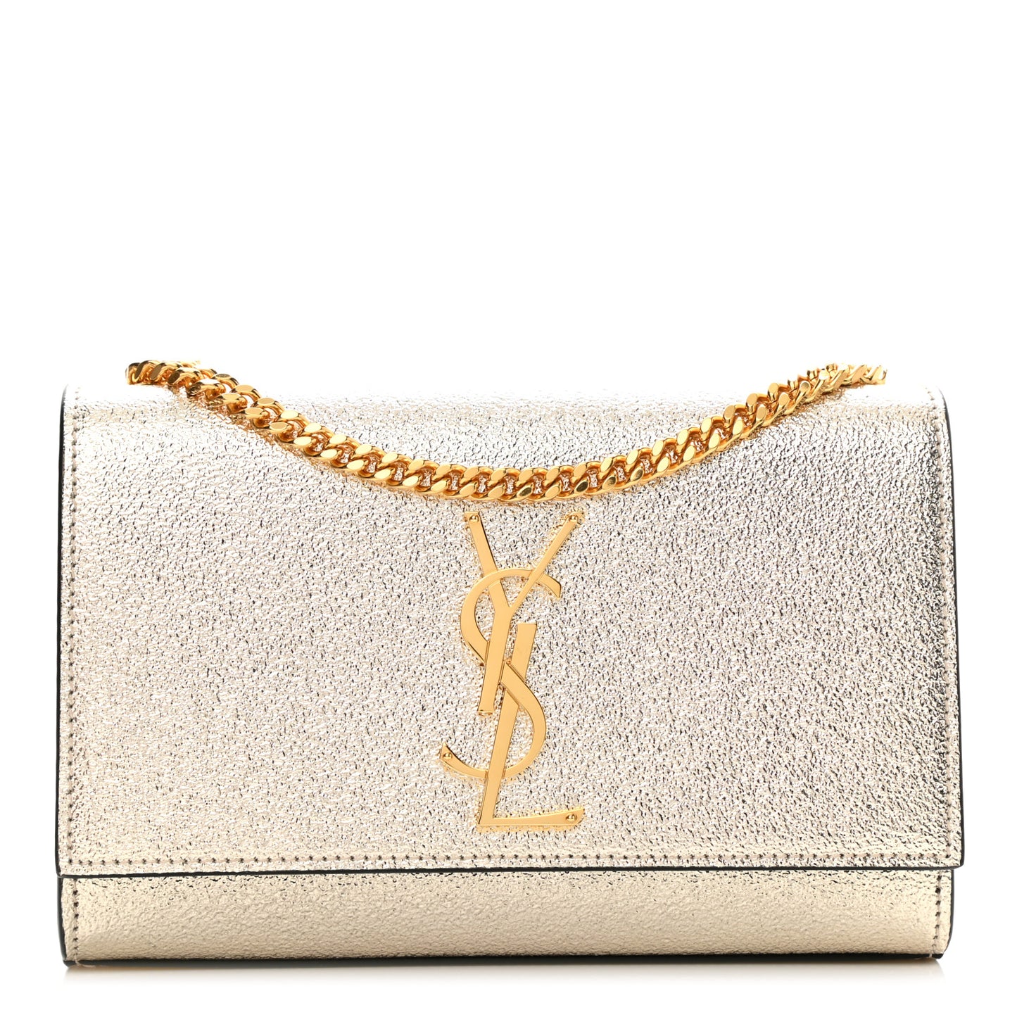 Metallic Calfskin Small Classic Monogram Kate Satchel Gold