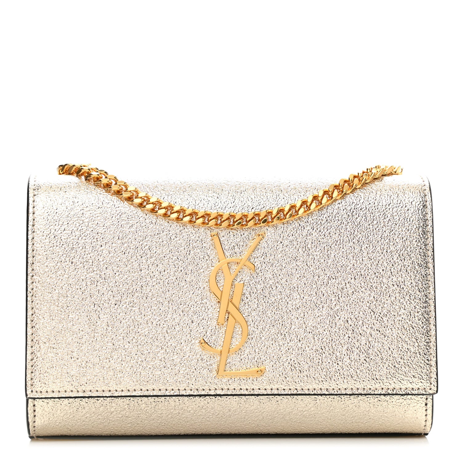 Saint Laurent Metallic Calfskin Small Classic Monogram Kate Satchel Gold 1 of 8