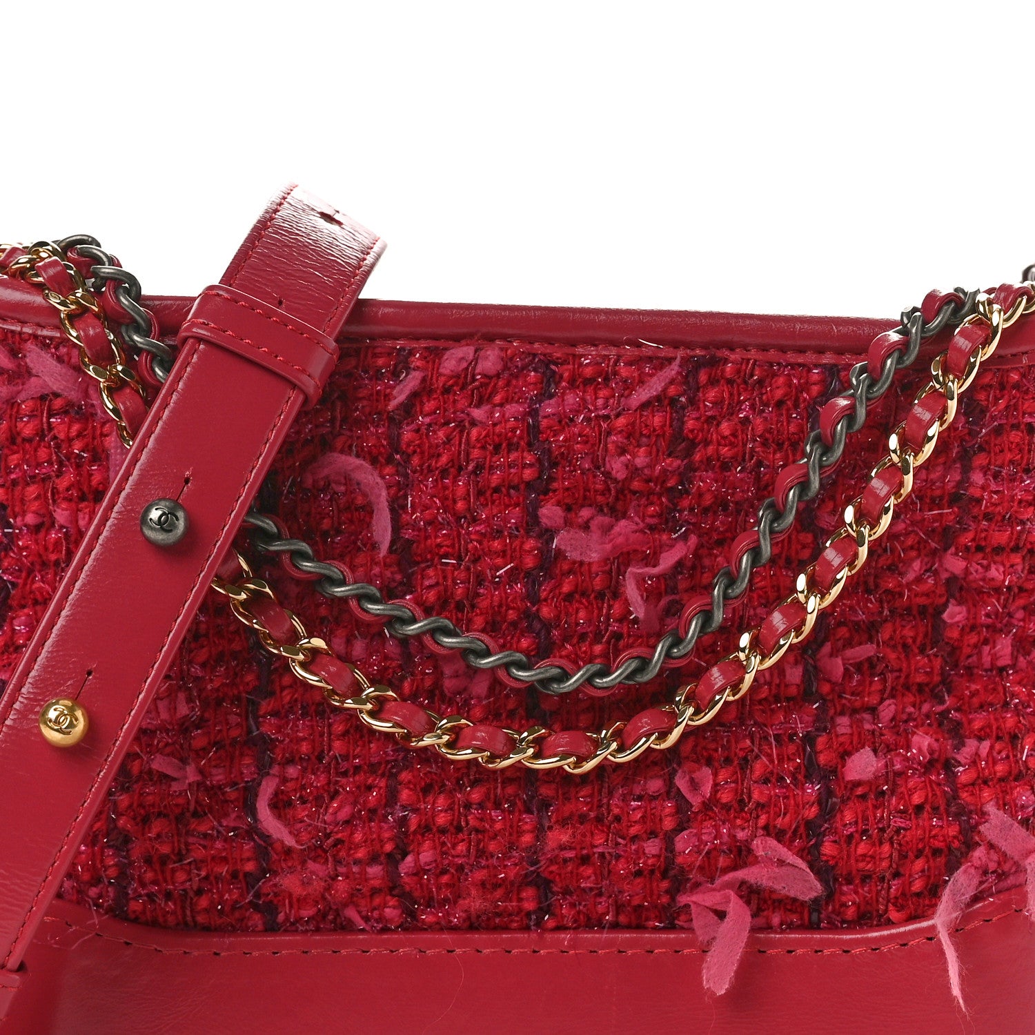 Chanel Tweed Calfskin Quilted Small Gabrielle Hobo Pink 8 of 10