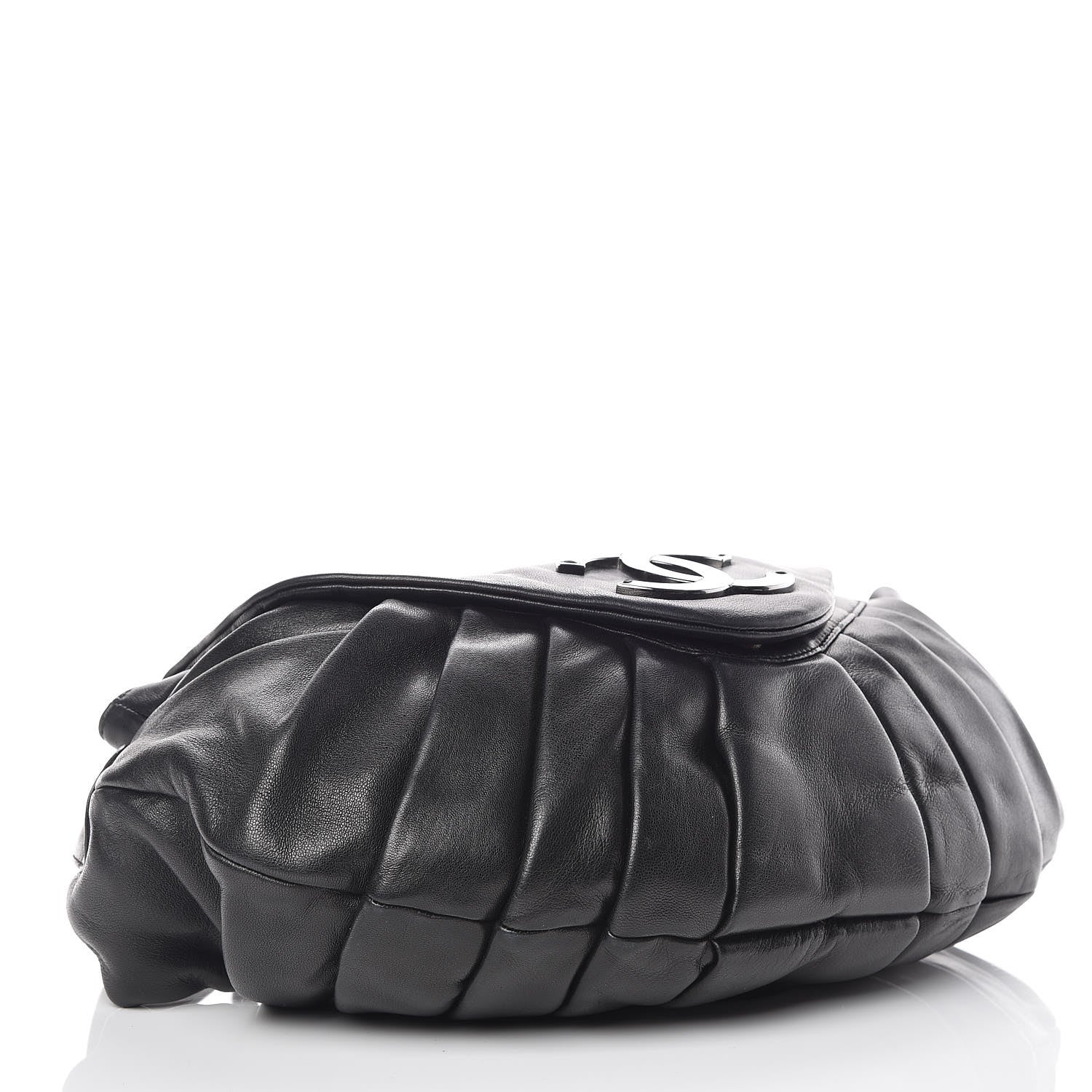 Chanel Lambskin Pleated CC Shoulder Bag Black 5 of 10