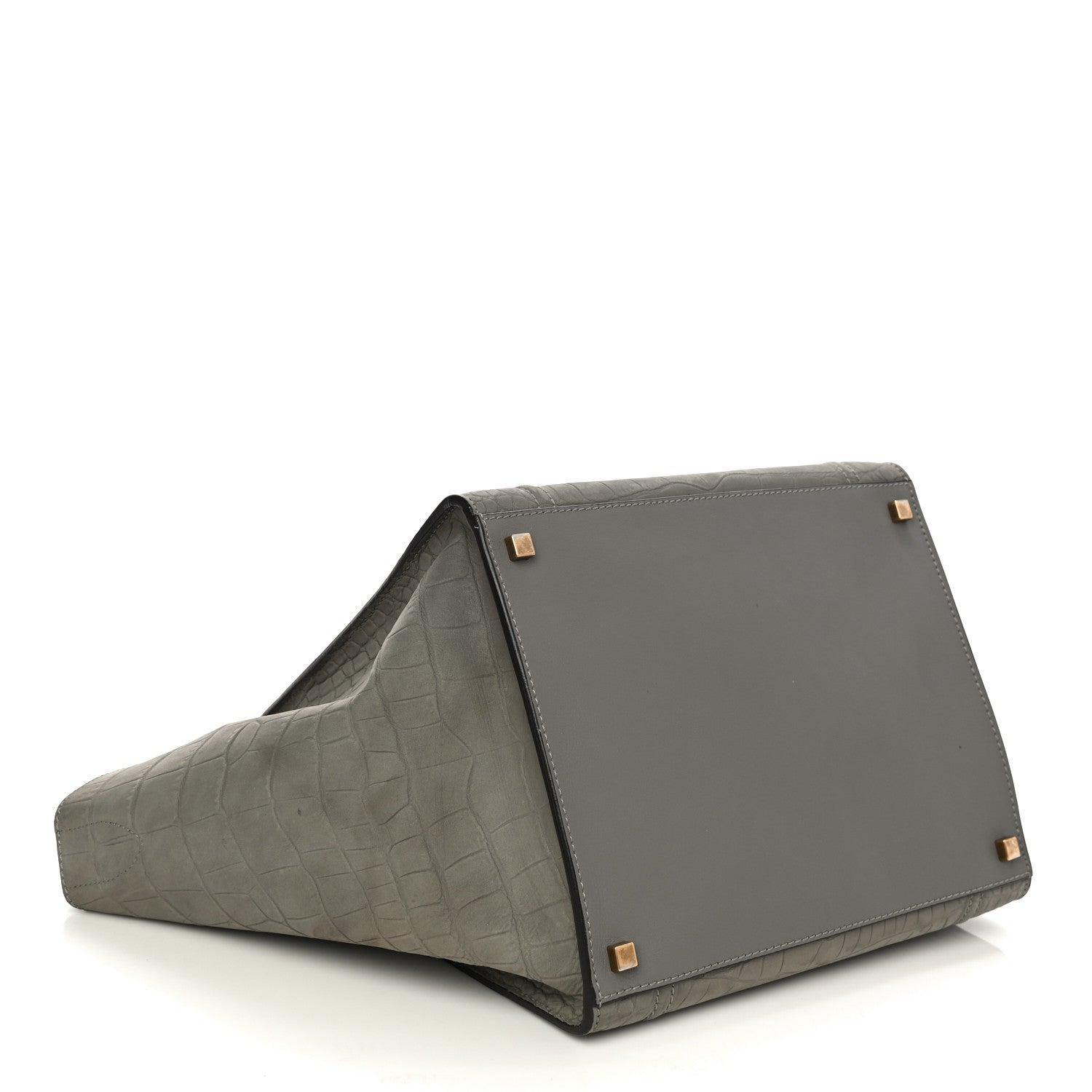 Celine Crocodile Embossed Nubuck Medium Phantom Luggage Grey 4 of 9