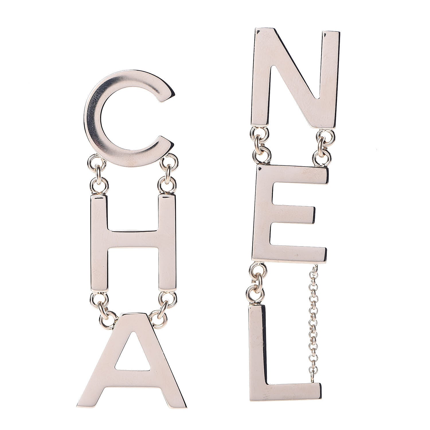 Chanel Metal Cha-Nel Logo Drop Earrings Gold 1 of 5
