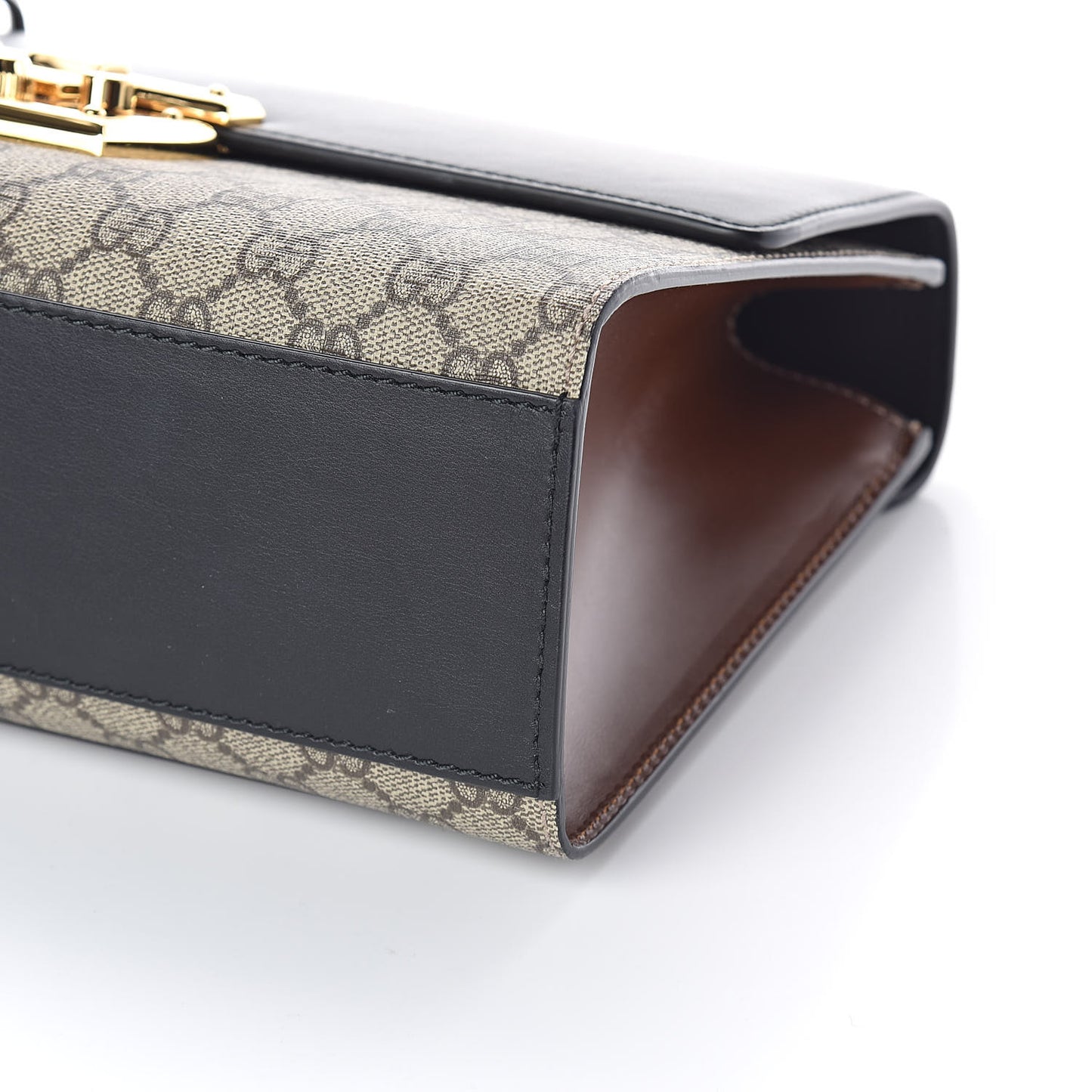 GG Supreme Monogram Calfskin Medium Padlock Shoulder Bag Beige Black Cuir