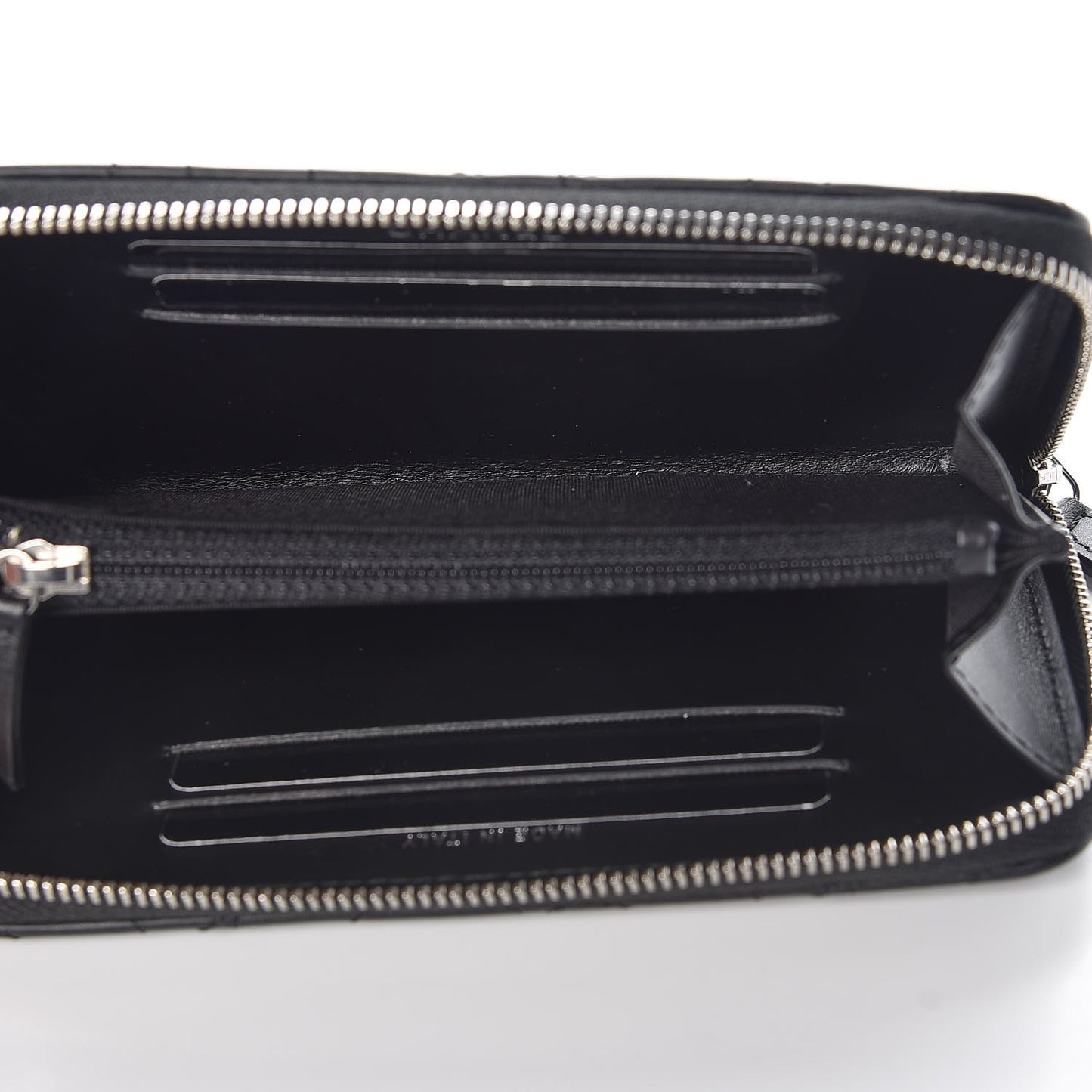 Lambskin Camellia Studded Zip Around Wallet Black