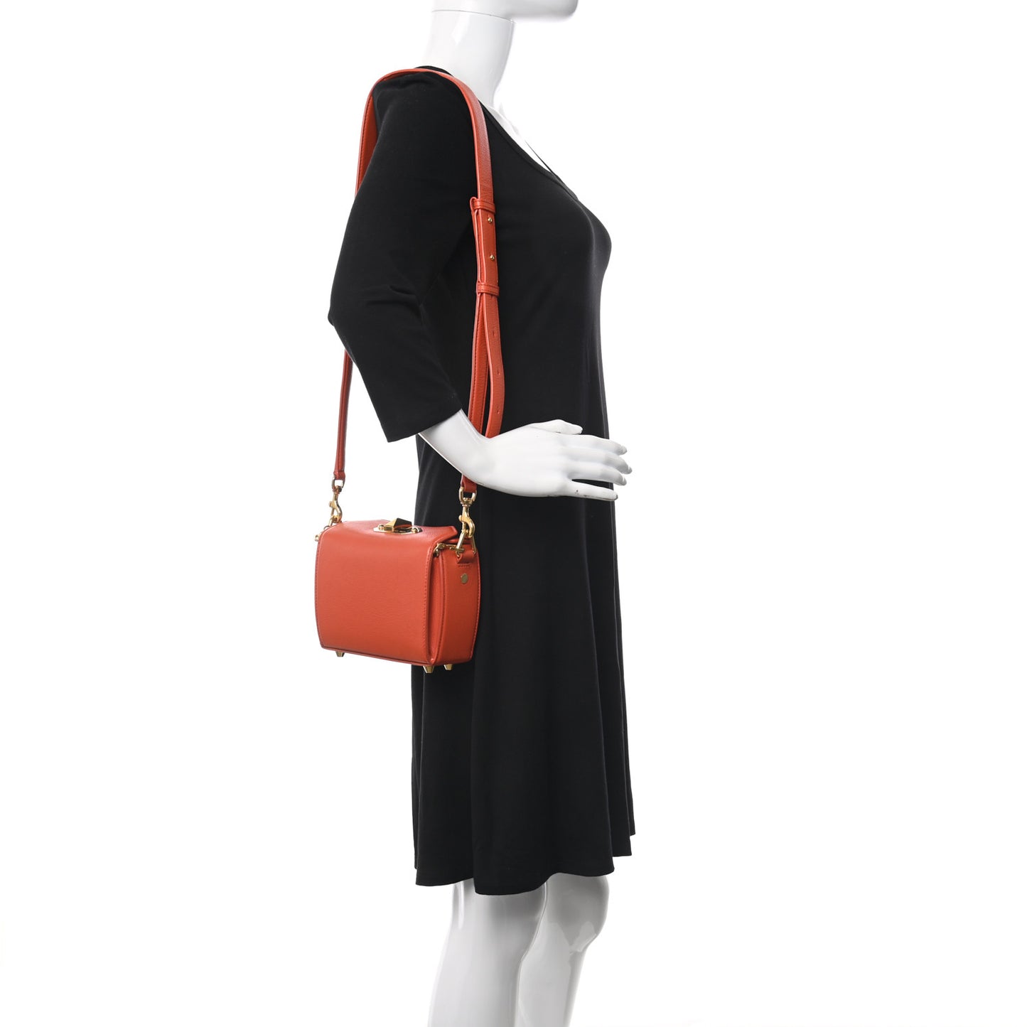 Silky Amish Grained Goatskin Box Shoulder Bag 16 Flame