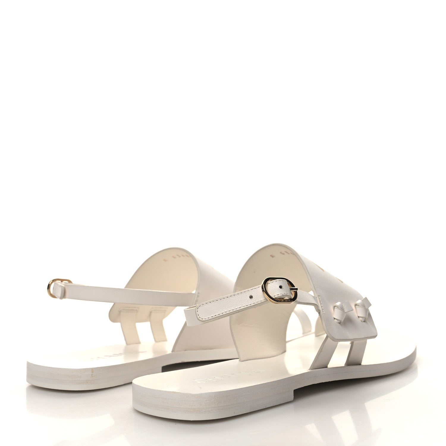 Chanel Goatskin CC Sandals 38.5 White 4 of 8