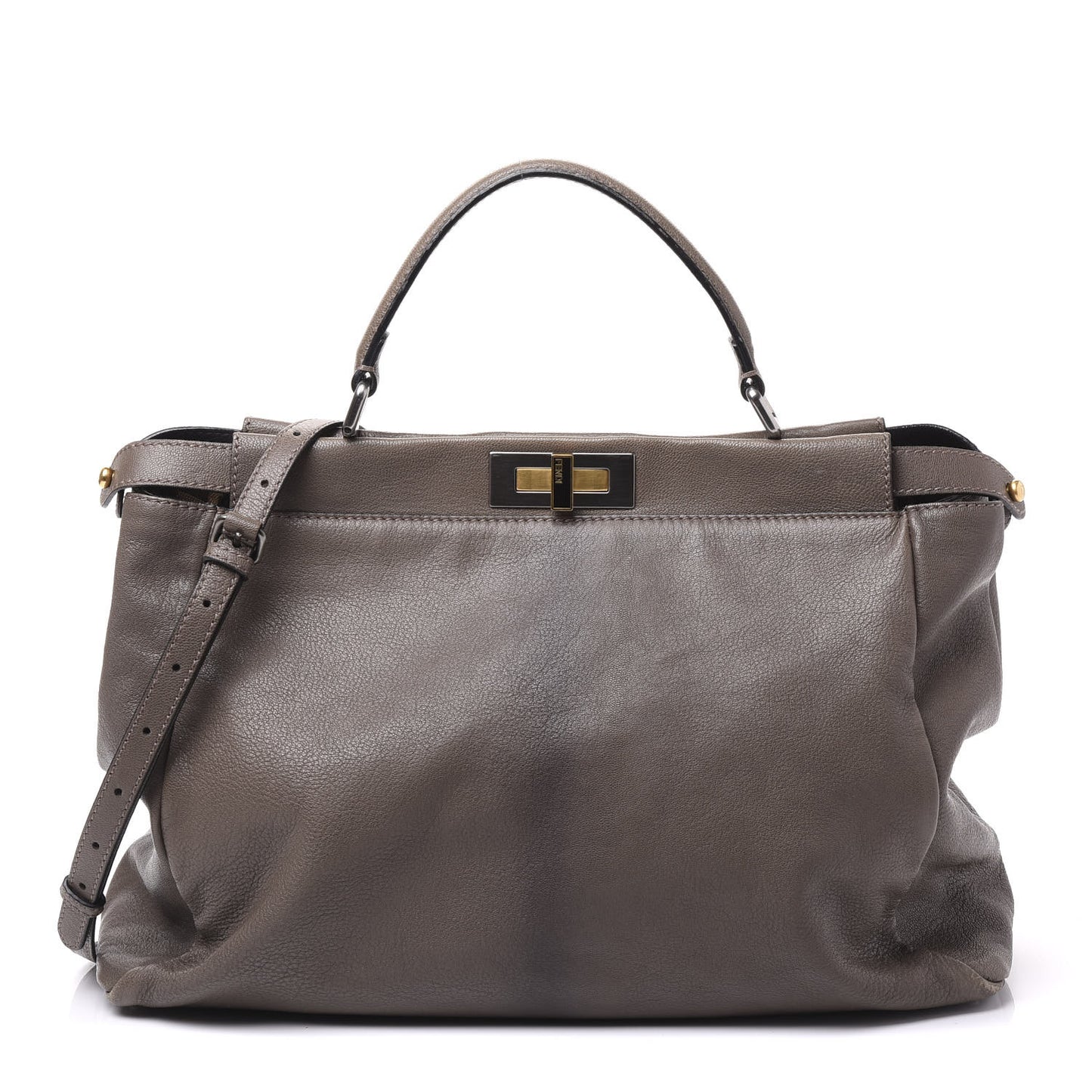 Goatskin Zucca Large Peekaboo Iconic Satchel Taupe Tobacco Moro