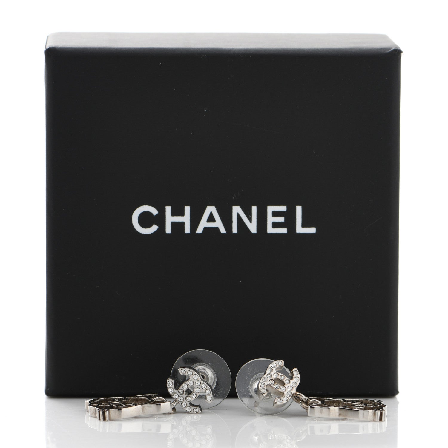Chanel Crystal Emoji Choupette Cat CC Earrings Silver 6 of 6