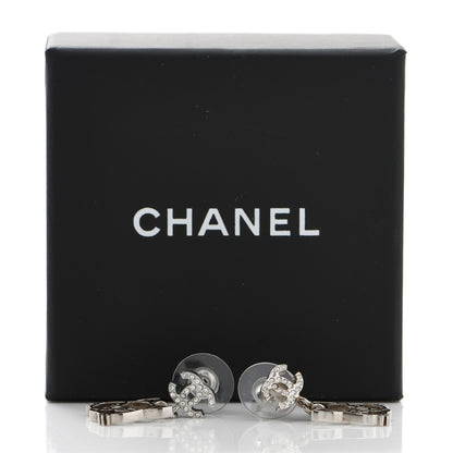 Chanel Crystal Emoji Choupette Cat CC Earrings Silver 6 of 6