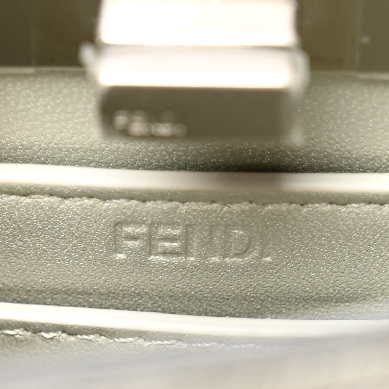 Fendi Iridescent Crystal Vitello Laminato Suede FF Petite Peekaboo I SEE U Satchel Cappuccino 7 of 12