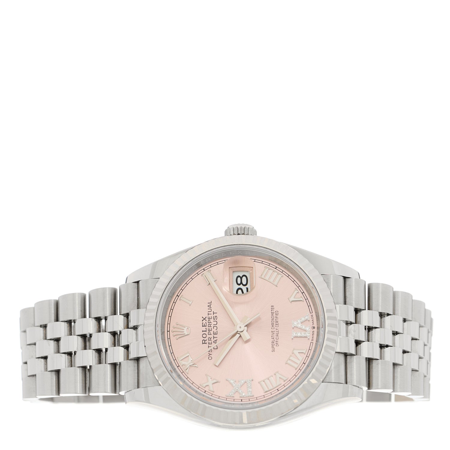 Rolex Stainless Steel 18K White Gold Diamond 36mm Oyster Perpetual Datejust Watch Pink 126234 2 of 5