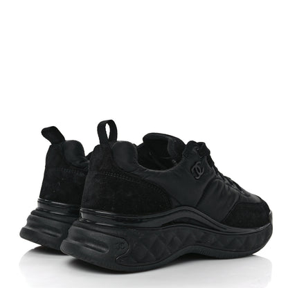 Chanel Nylon Suede Calfskin CC Sneakers 37 Black 4 of 9