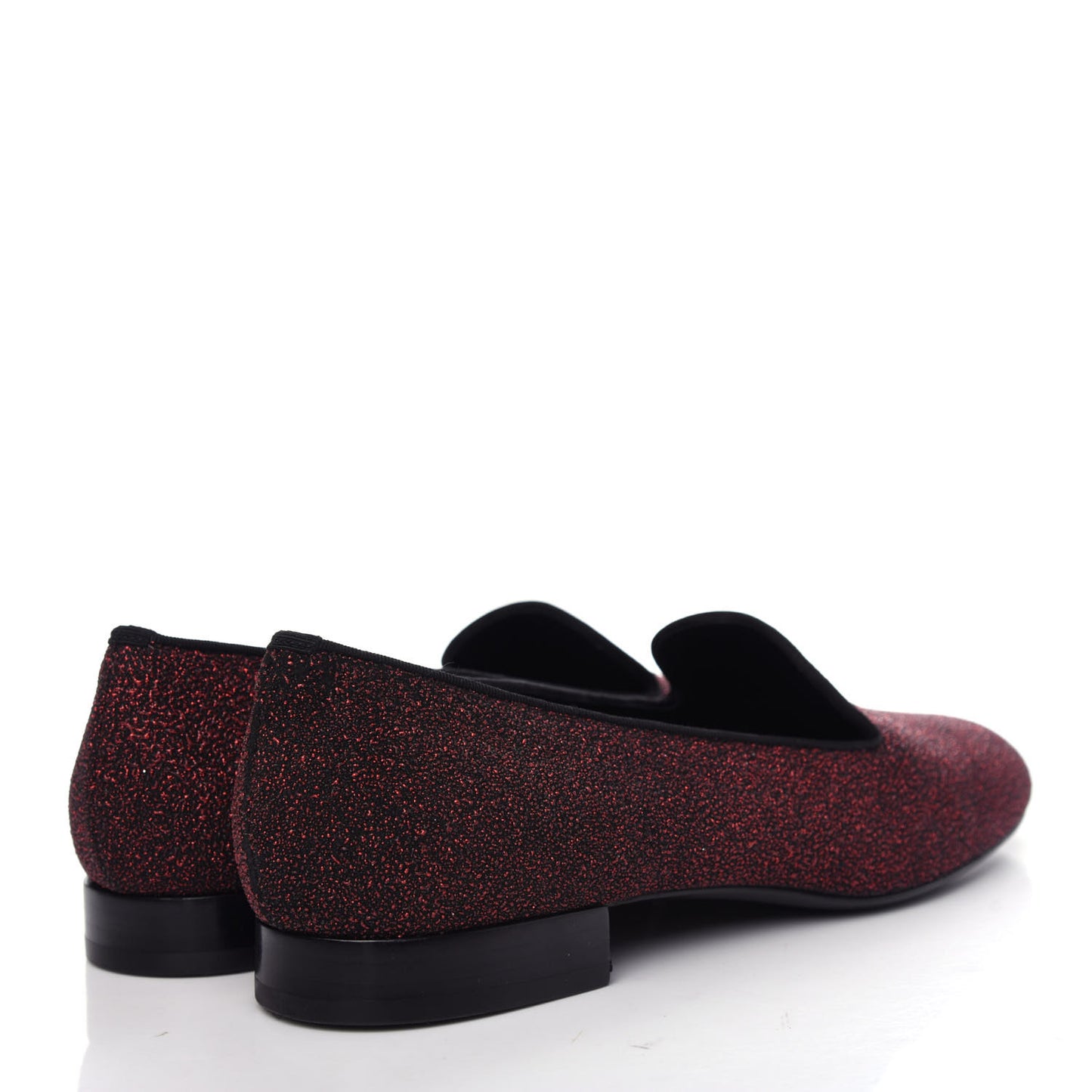Metallic Calfskin Smoking Slipper Flat Loafers 38 Red Glitter