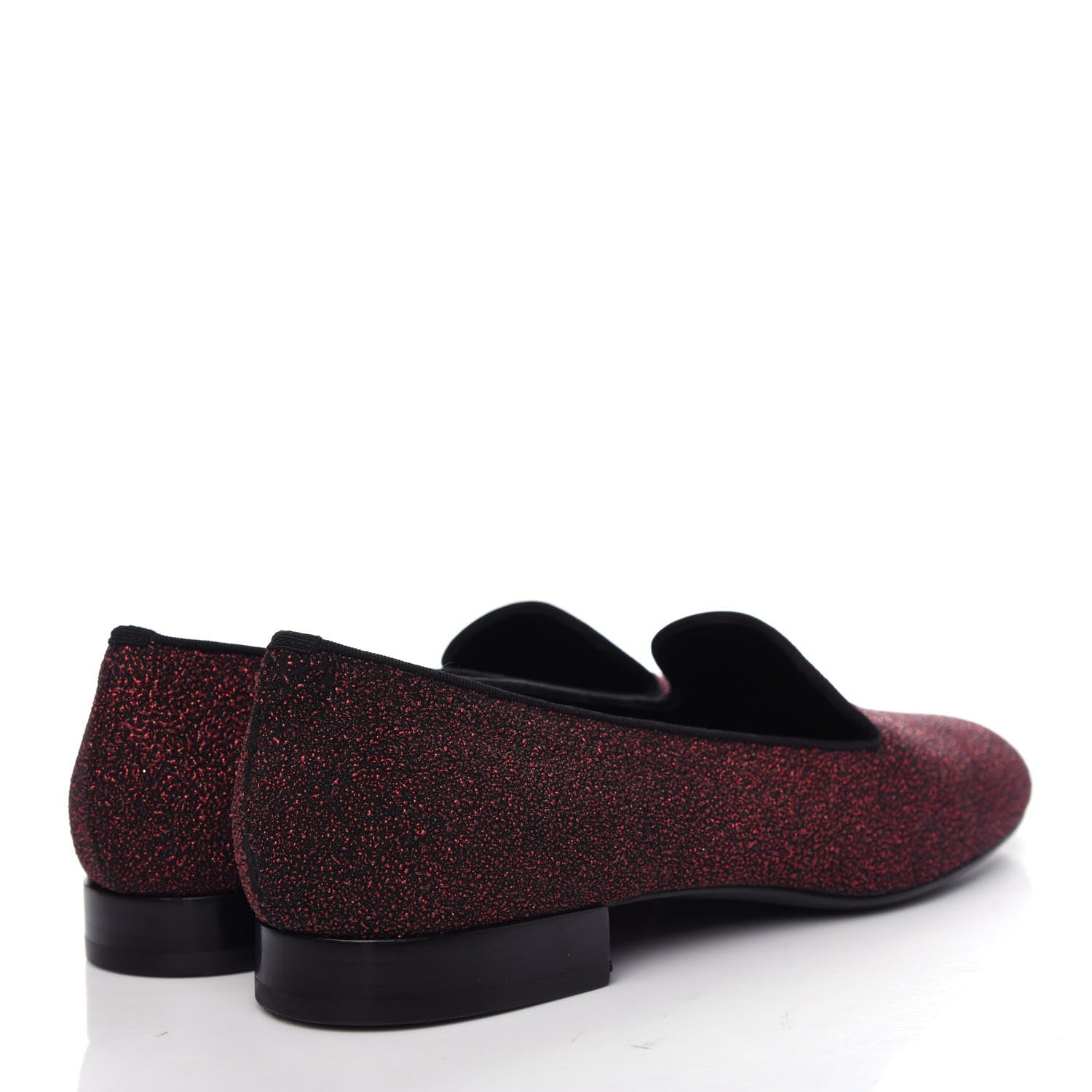 Saint Laurent Metallic Calfskin Smoking Slipper Flat Loafers 38 Red Glitter 4 of 11