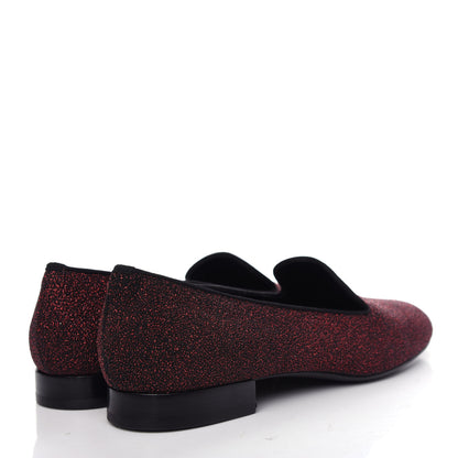 Saint Laurent Metallic Calfskin Smoking Slipper Flat Loafers 38 Red Glitter 4 of 11