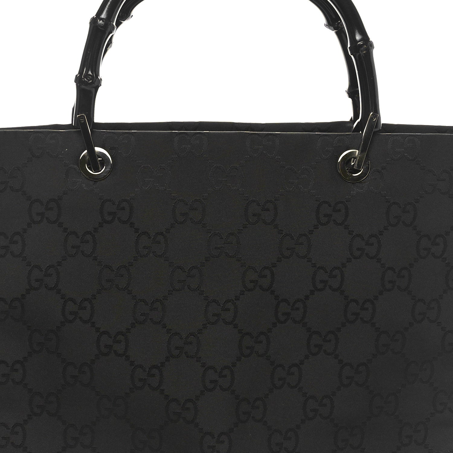 Gucci Nylon Monogram Bamboo Handle Bag Black 5 of 11