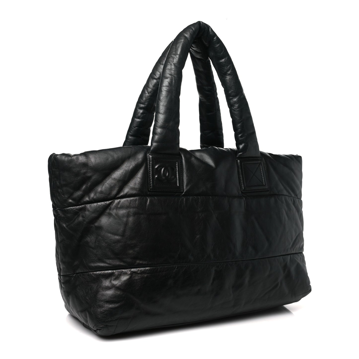 Lambskin Quilted Large Coco Cocoon Reversible Tote Black