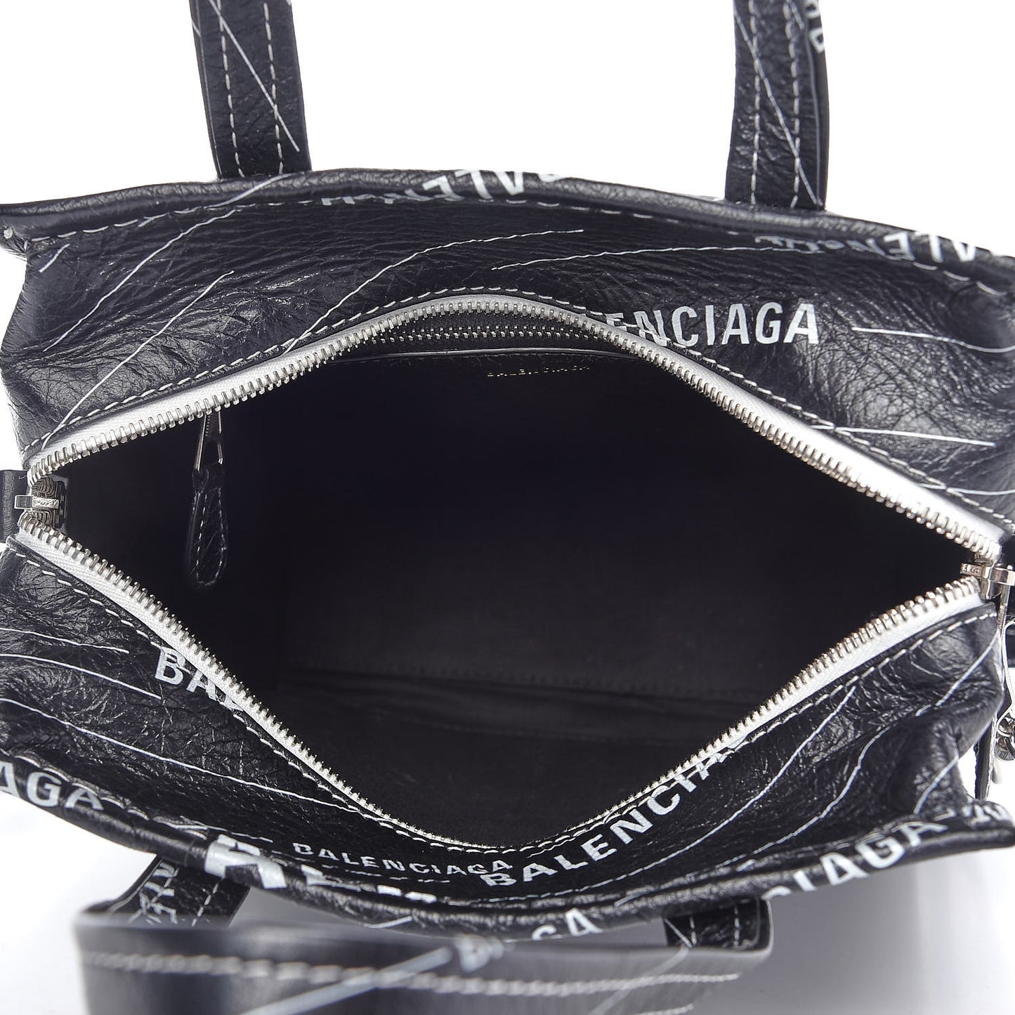 Agneau Arena Logo Multicolor Print XS Bazar Shopper Tote Black White