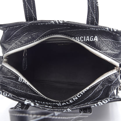 Balenciaga Agneau Arena Logo Multicolor Print XS Bazar Shopper Tote Black White 5 of 9