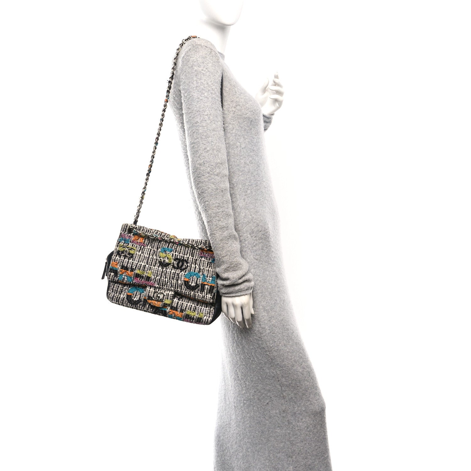 CHANEL♪ Chanel Fantasy Tweed Quilted Jumbo Easy Flap Multicolor 1845472