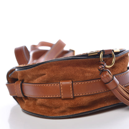 Chloe Suede Calfskin Braided Mini Marcie Round Crossbody Bag Caramel 9 of 15