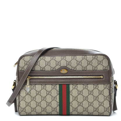 Gucci GG Supreme Monogram Web Small Ophidia Shoulder Bag Brown 1 of 10
